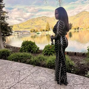 Elegant Black and Silver Evening Gown